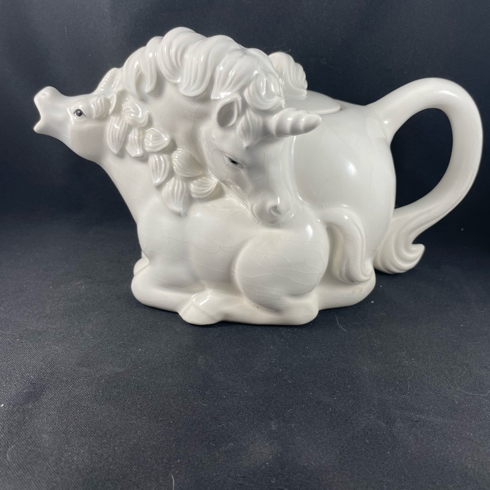 Vintage Fitz and Floyd Ceramic Unicorn with Baby Tea Pot